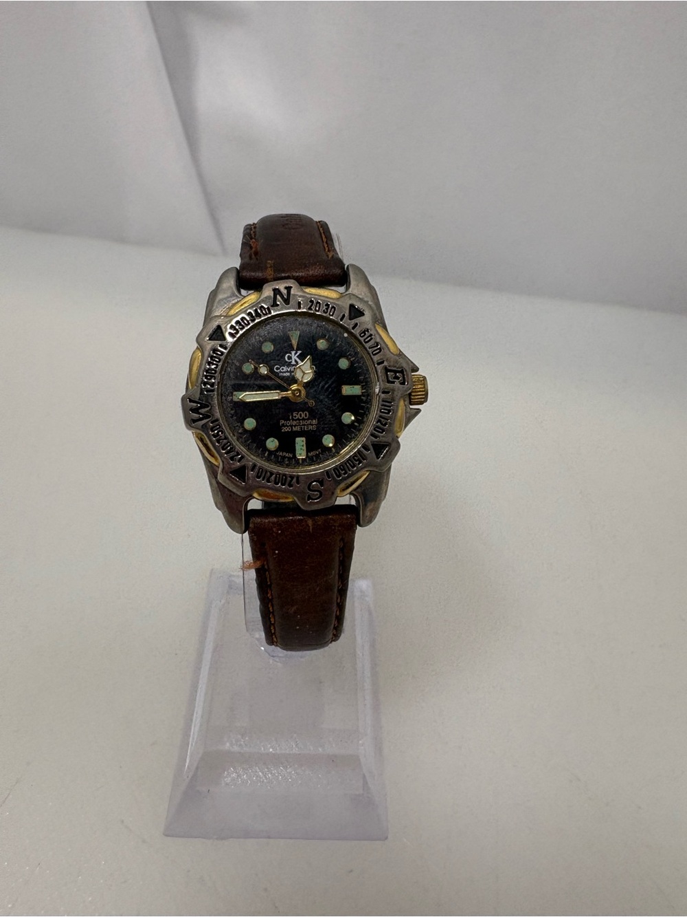 Calvin Klein Men's Brown Leather Strap Dive-Style Watch